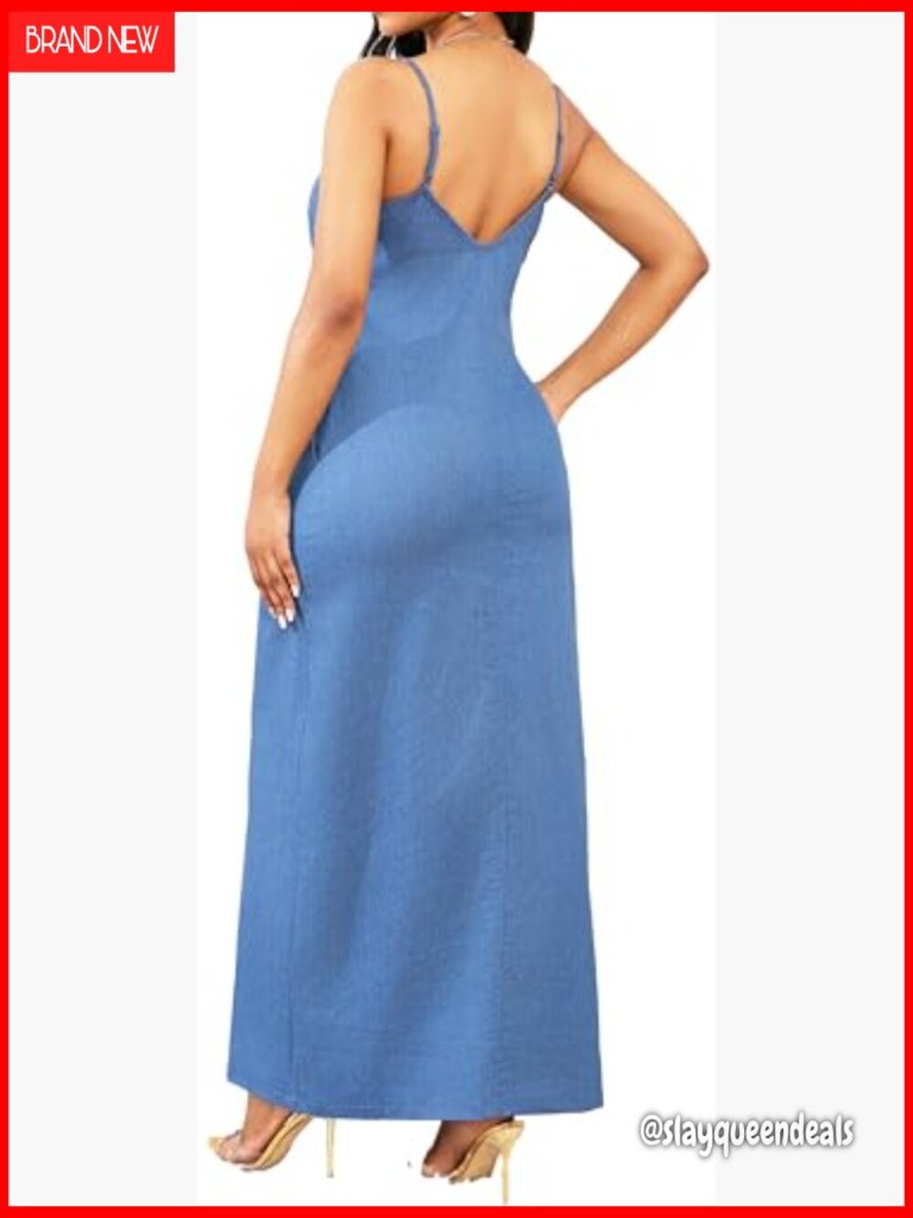 Maxi Dress Spaghetti Strap Pockets Casual Summer Sundress - Picture 6 of 6